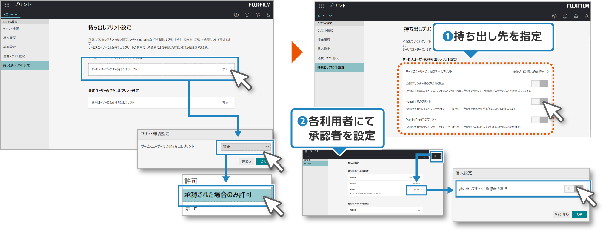 持ち出しプリントの上長承認機能を設定してみよう！！