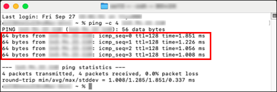 正常に通信接続できた画面