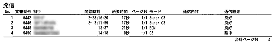 発信（送信）した結果