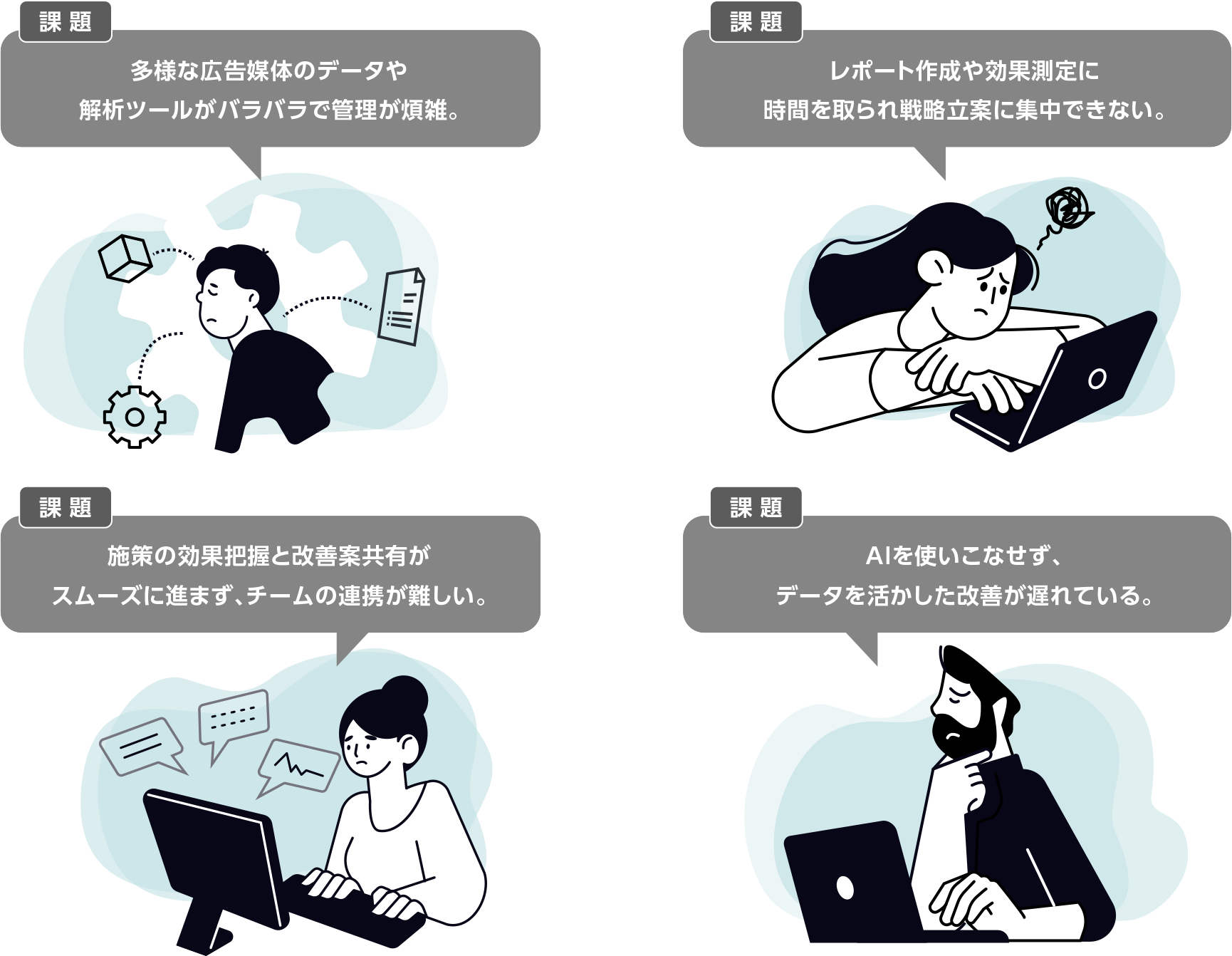 Webマーケティング業務では、以下のような悩みはありませんか？