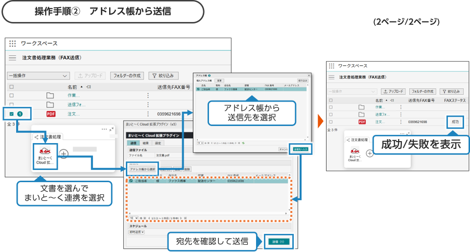 ワークスペース上の文書をファクス送信してみよう！！